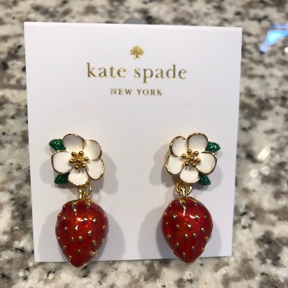 🚫SOLD ♠️Kate Spade® Strawberry Drop Earrings - Picture 2 of 4